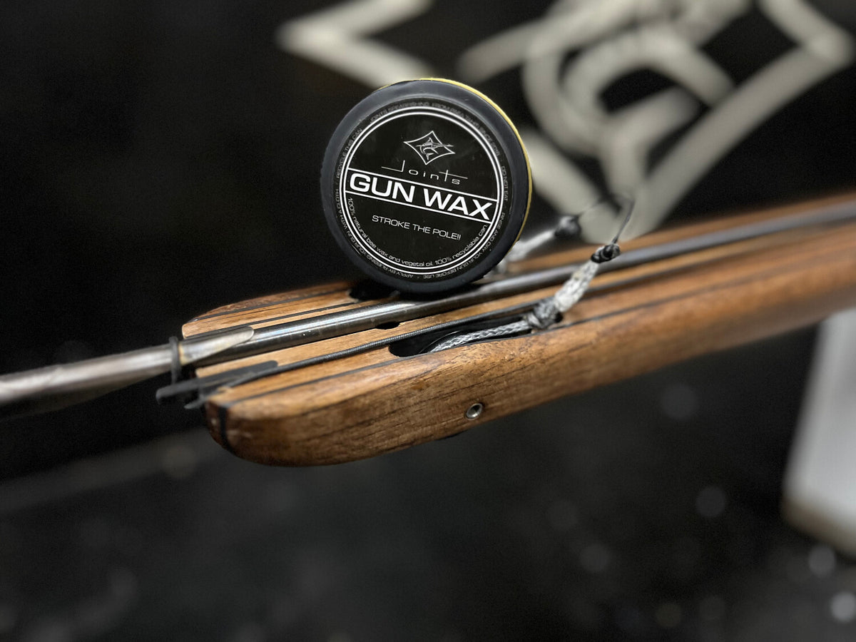 GUN WAX protecting wooden spearguns and fishing gear from moisture and salt