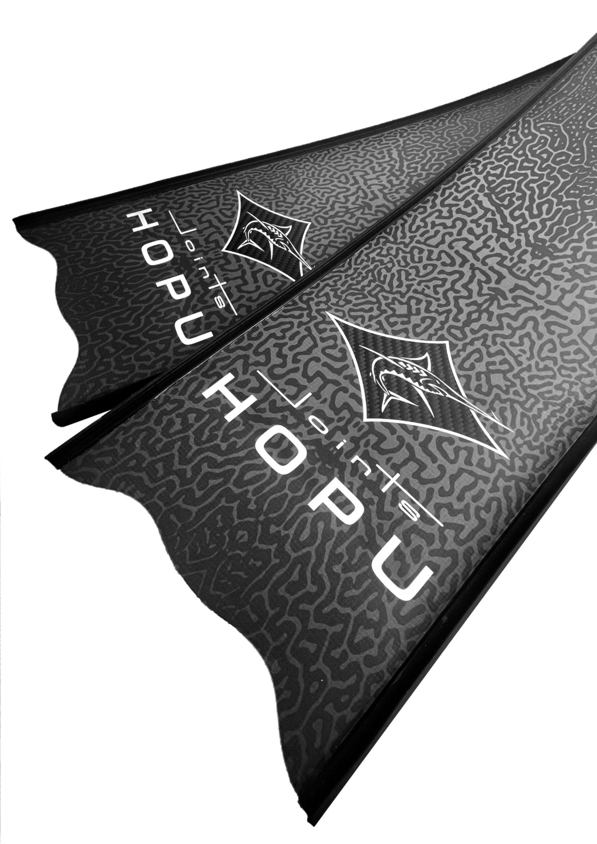 Close-up detail of HOPU Carbon Fiber Fins Black Edition