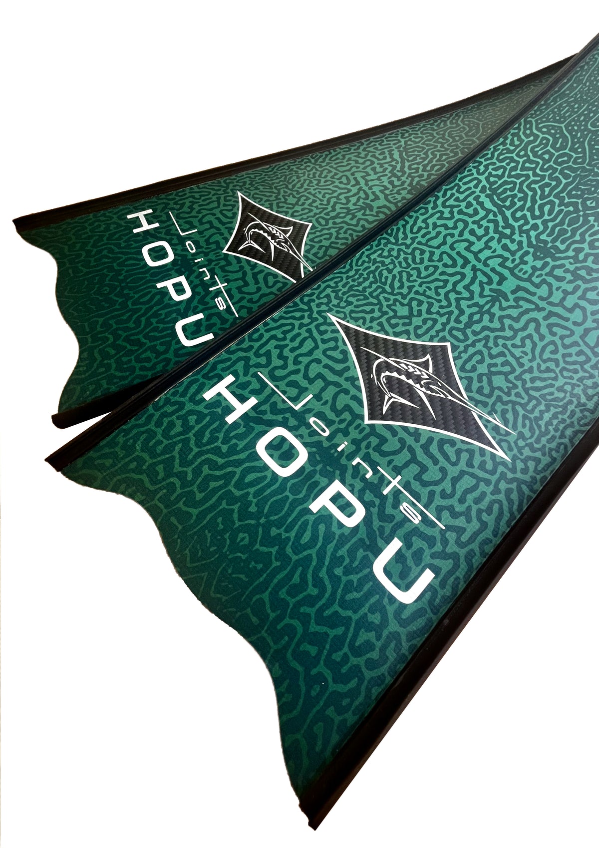 Close-up detail of HOPU Carbon Fiber Fins Reef Edition